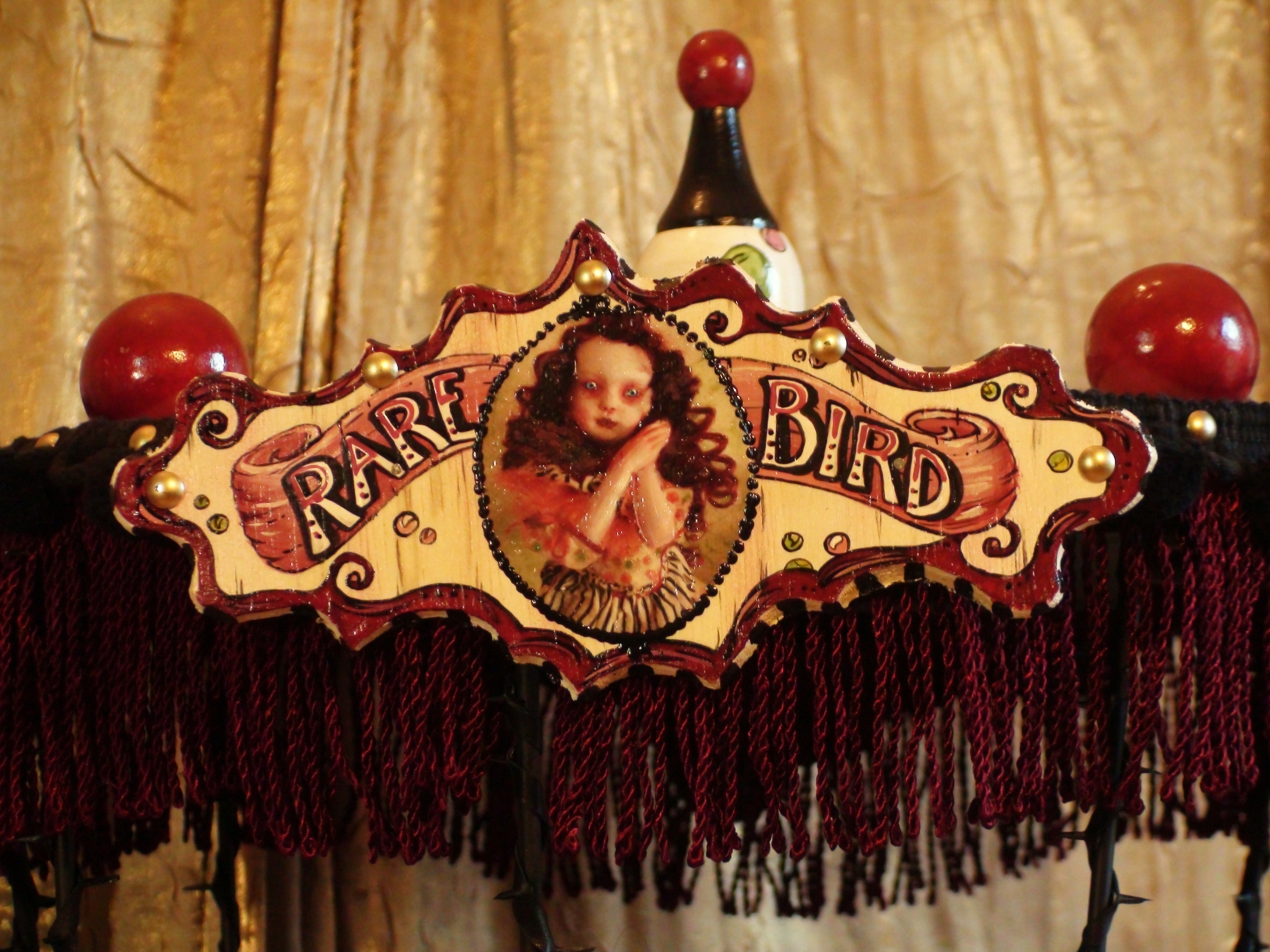 close-up of hand painted circus sideshow sign