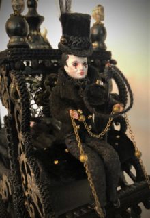 ghastly coachmen dollhouse miniature doll driving funeral cart
