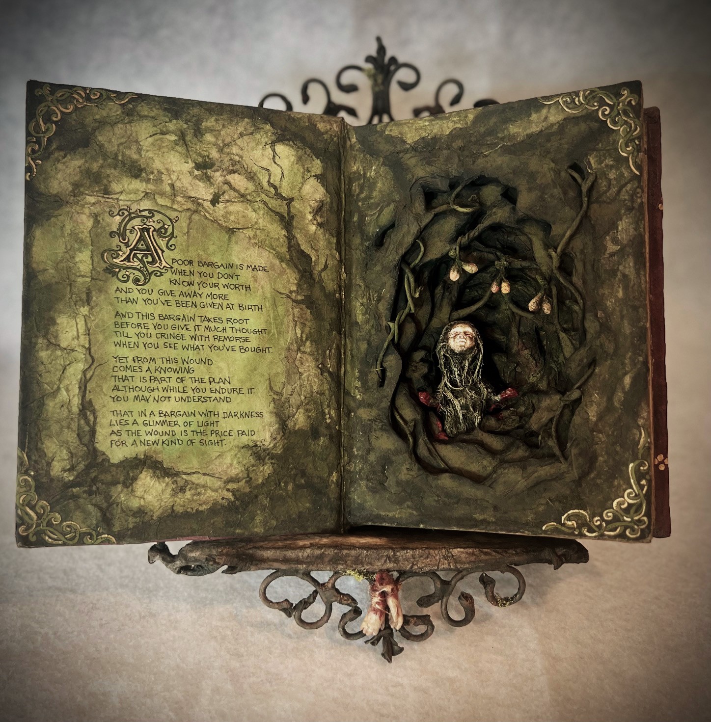 The Handless Maiden by Stefanie Vega paper mache book diorama gothic fairytale art