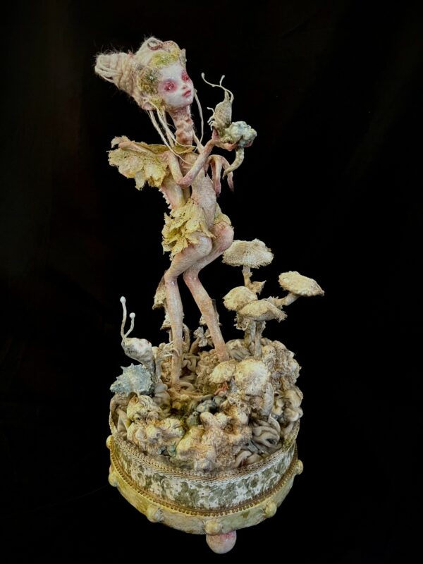 The Queen one-of-a-kind art doll mixed media fairy creature with snails and mushrooms