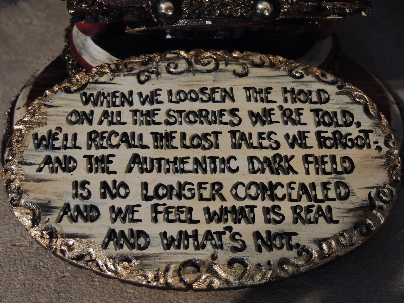 hand lettered painted poem on carved wood board
