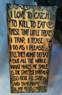 hand painted lettered poem on wooden sign